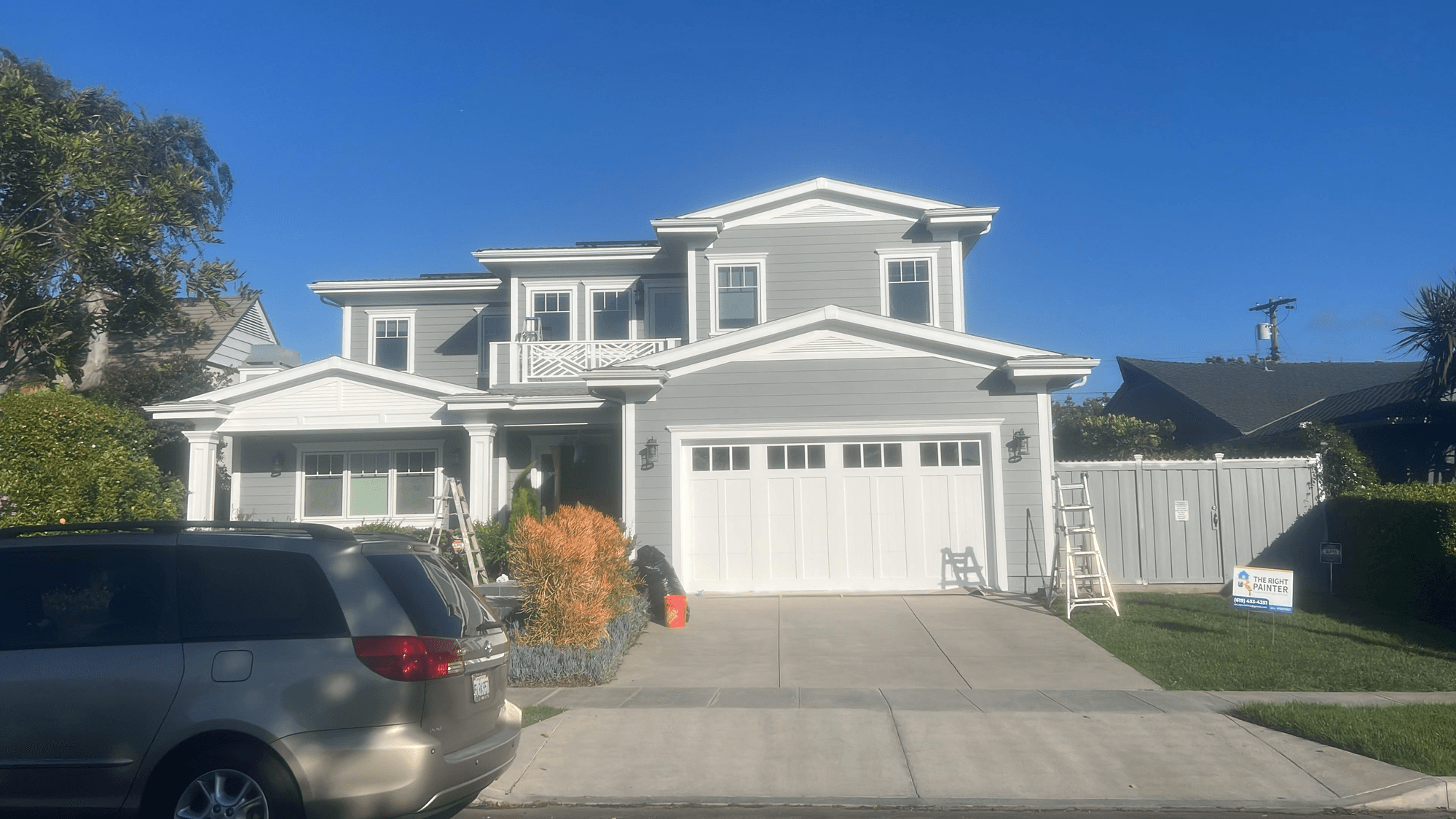 Two-story residential exterior repaint, San Diego